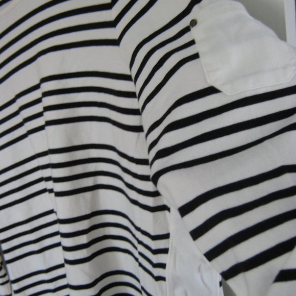 Chaps Off-white and Black Striped Top - Picture 2 of 4